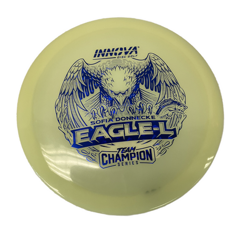 Vist Large View of Product Image Which is Used Innova TEAM CHAMP EAGLE-L DRIVER Disc Golf Driver Yellow