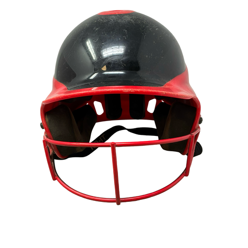 Vist Large View of Product Image Which is Used RIP-IT 2 TONE RED/BLK Batting Helmet w/Mask Black And Red S/M