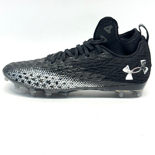 Vist Large View of Product Image Which is Used Under Armour SPOTLIGHT CLONE Adult FB Cleats Silver And Black Senior 8