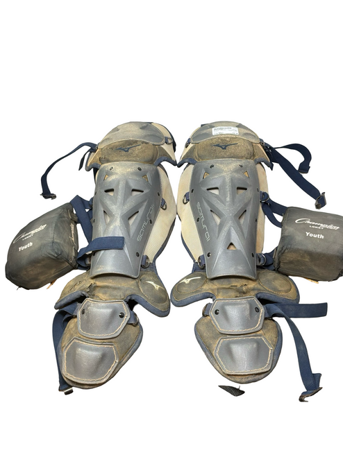 Vist Large View of Product Image Which is Used Mizuno SAMURAI Catchers Leg Guards Grey Adult