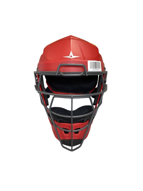 Vist Large View of Product Image Which is Used All Star MVP5 LG Catchers Helmet w/Mask Red LG
