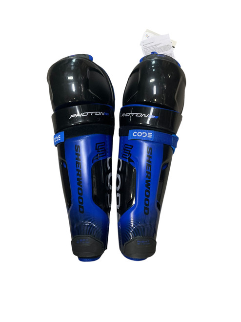 Vist Large View of Product Image Which is Used Sher-wood CODE PHOTON 2 Senior Shin Guards Black 16"