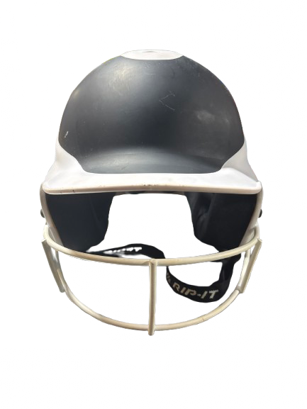 Vist Large View of Product Image Which is Used RIP-IT RIP-IT VISION CLASSIC Batting Helmet w/Mask White And Black S/M