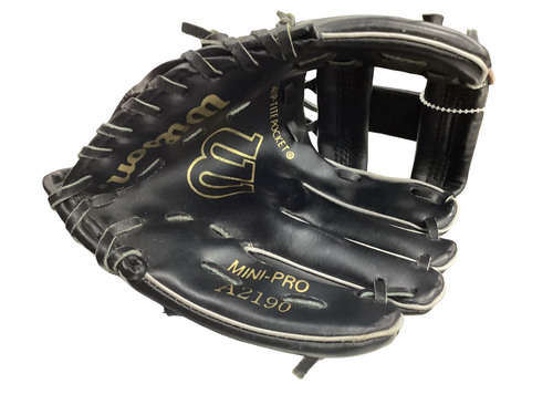 Vist Large View of Product Image Which is Used Wilson MINI PRO BB/SB Glove RH Throw Black 8"