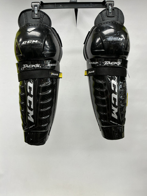 Vist Large View of Product Image Which is Used CCM TACKS 9550 Senior Shin Guards Black 14"