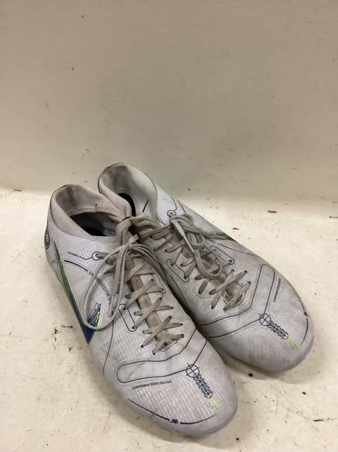 Vist Large View of Product Image Which is Used Nike Soccer Cleats White And Royal Blue Senior 12.5