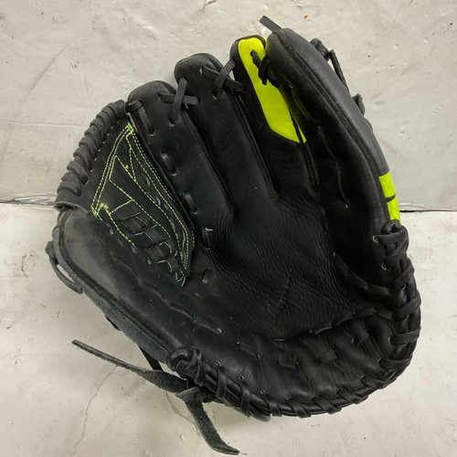 Vist Large View of Product Image Which is Used Nike MVP Baseball Glove RH Throw Black And Optic Yellow 11 1/2"