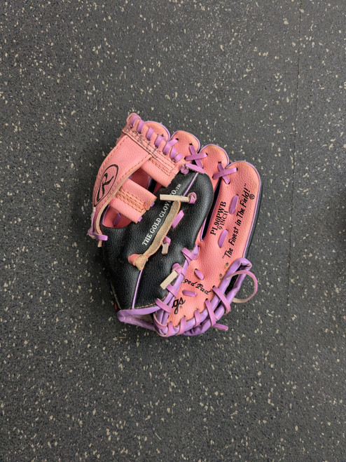 Vist Large View of Product Image Which is Used Rawlings GIRLS RULE BB/SB Glove T-ball Pink 8"