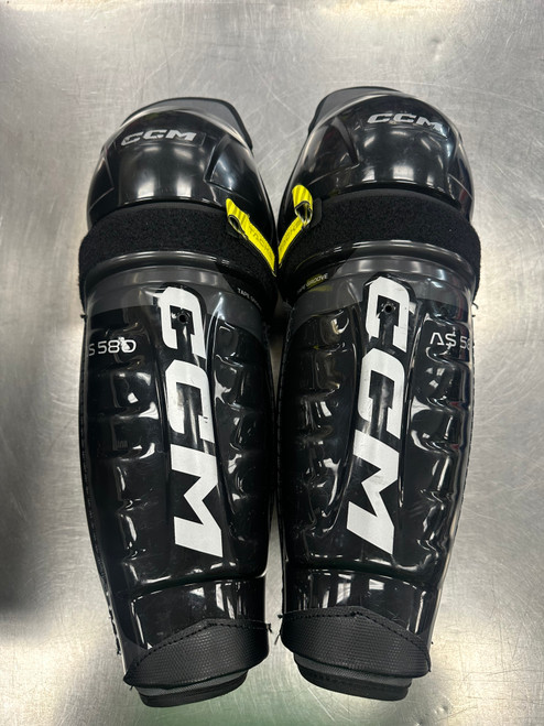 Vist Large View of Product Image Which is Used CCM TACKS AS580 Senior Shin Guards Black 14"