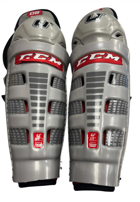 Vist Large View of Product Image Which is Used CCM U+ Intermediate Shin Guards Grey 13"