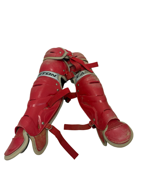 Vist Large View of Product Image Which is Used Easton GAME TIME AGE 9-12 Youth Baseball Catchers Leg Guards Red