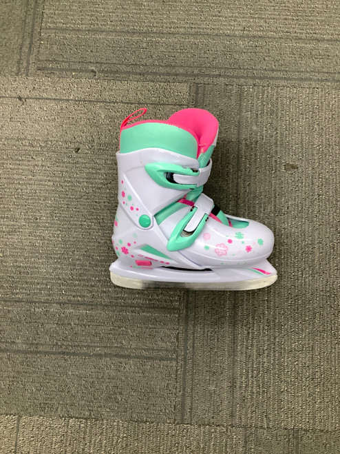 Vist Large View of Product Image Which is Used Lake Placid ADJ 11-13 Girls Softboot Skate White Adjustable
