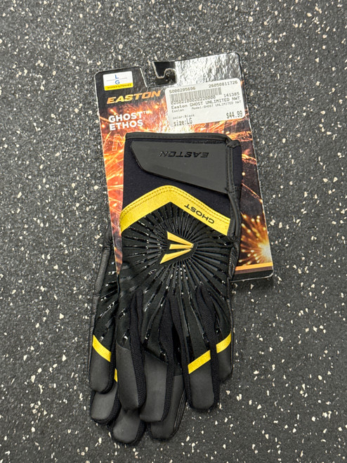 Vist Large View of Product Image Which is Used Easton GHOST UNLIMITED NWT BB/SB Batting Gloves Black LG