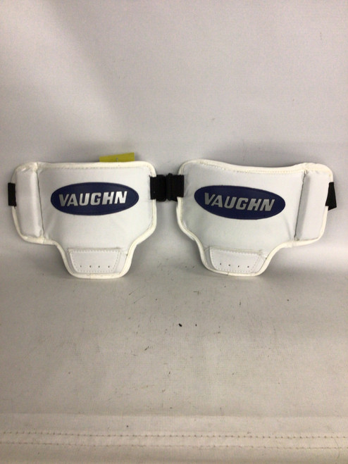 Vist Large View of Product Image Which is Used Vaughn KNEE PADS Senior Shin Guards White 10 1/2"