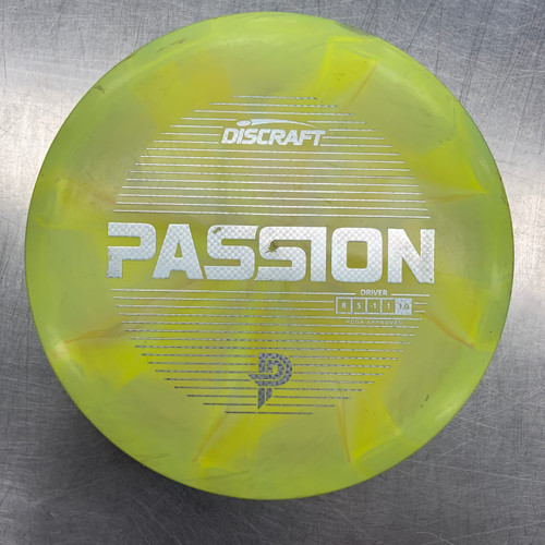 Vist Large View of Product Image Which is Used Discraft ESP PASSION Disc Golf Mid Range Yellow 170g