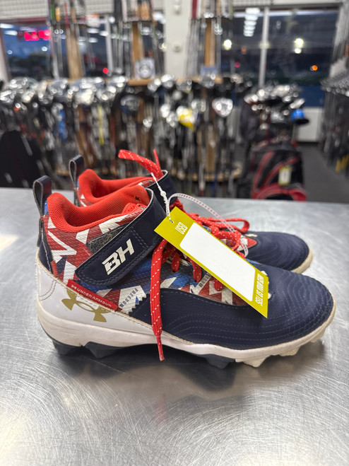 Vist Large View of Product Image Which is Used Under Armour BH BB/SB Cleats Navy Blue Junior 04