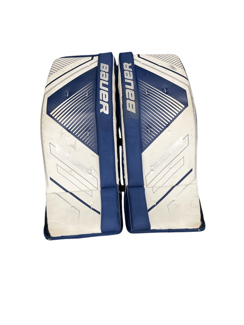 Vist Large View of Product Image Which is Used Bauer STREET LEG PADS Goalie Leg Pads Junior White 27"