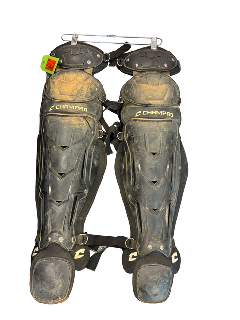 Vist Large View of Product Image Which is Used Champro CATCHERS SHIN GUARDS Catchers Leg Guards Black Junior