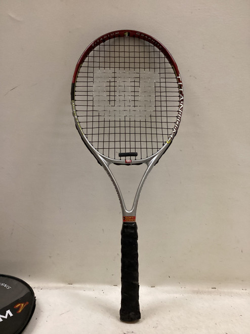 Vist Large View of Product Image Which is Used Wilson TITANIUM 2 Adult Tennis Racquet Grey 4 1/2"