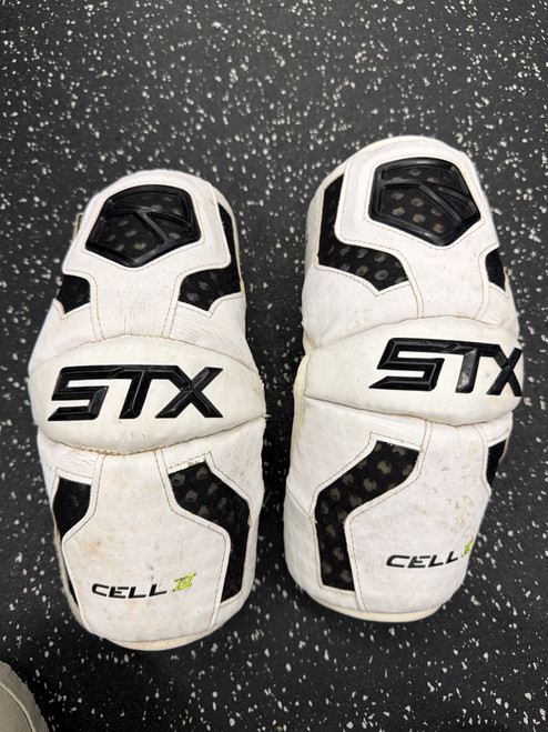 Vist Large View of Product Image Which is Used STX CELL IV Lacrosse Arm Pads/Guards White LG