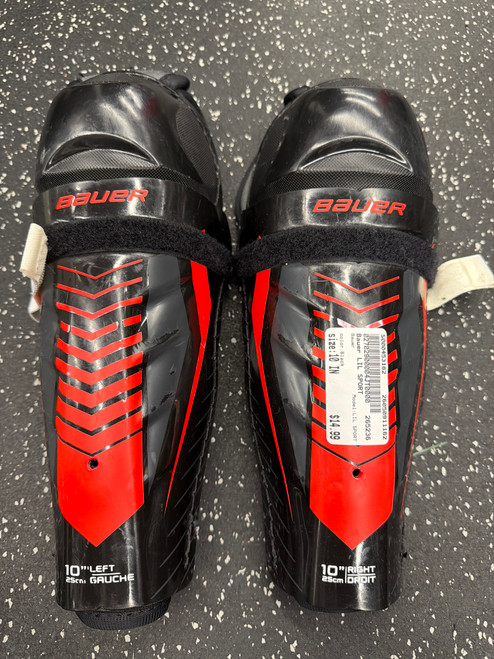 Vist Large View of Product Image Which is Used Bauer LIL SPORT Youth Shin Guards Black 10"
