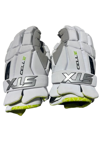 Vist Large View of Product Image Which is Used STX STX CELL IV Lacrosse Gloves Mens White MD
