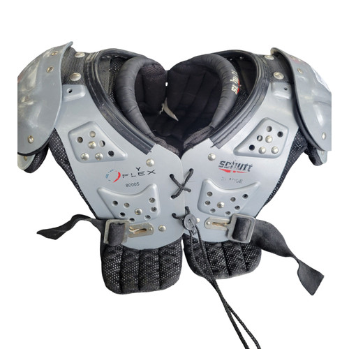 Vist Large View of Product Image Which is Used Schutt Y FLEX YTH FB Shoulder Pads Grey XL