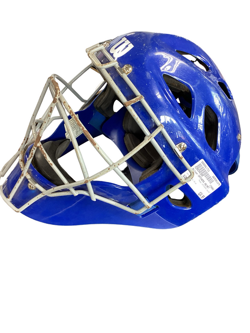 Vist Large View of Product Image Which is Used Wilson CATCHERS HELMET Catchers Helmet w/Mask Royal Blue SM