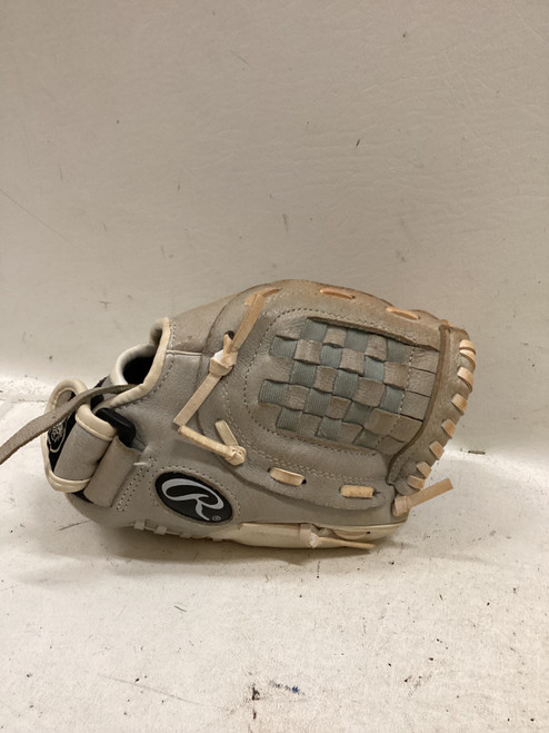 Vist Large View of Product Image Which is Used Rawlings HFP105GW RH Throw Fastpitch Gloves Grey 10 1/2"