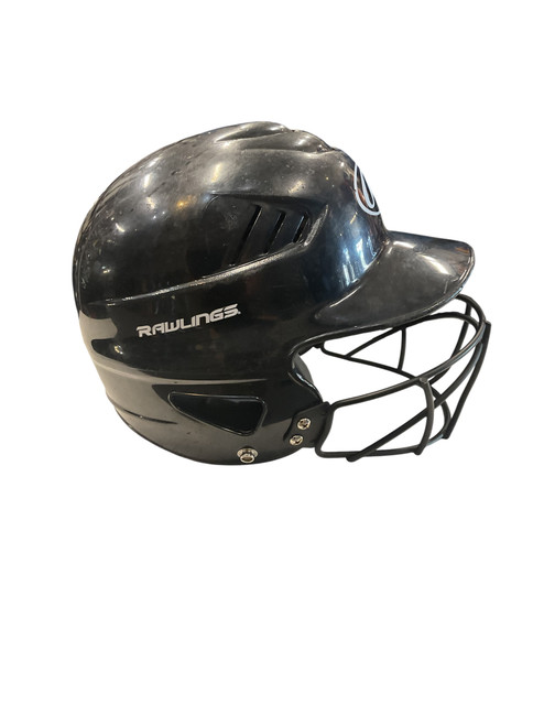 Vist Large View of Product Image Which is Used Rawlings RCFH 6 1/2-7 1/2 Batting Helmet w/Mask Black One Size