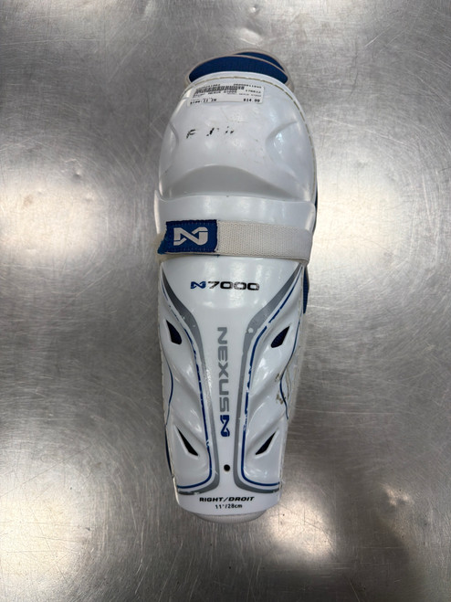 Vist Large View of Product Image Which is Used Bauer NEXUS N7000 Youth Shin Guards White 11"