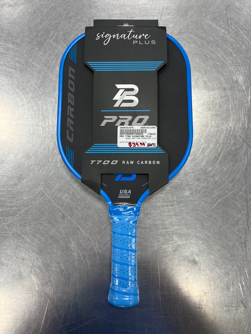 Vist Large View of Product Image Which is Used PRO T700 SIGNATURE PLUS Pickleball Racquet Black And Royal Blue