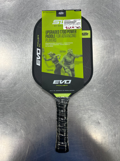 Vist Large View of Product Image Which is Used Selkirk Sport EVO POWER XL Pickleball Racquet Black And Optic Yellow