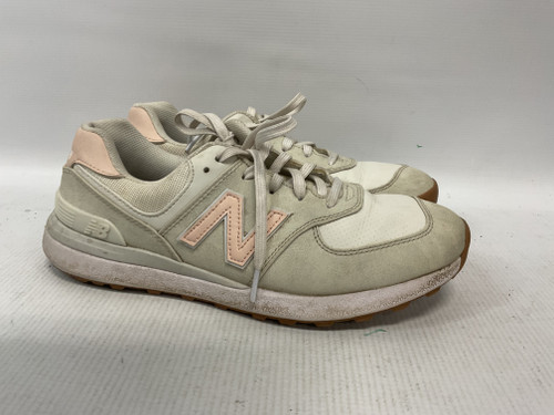 Vist Large View of Product Image Which is Used New Balance Womens Golf Shoes Grey And Pink Senior 8.5