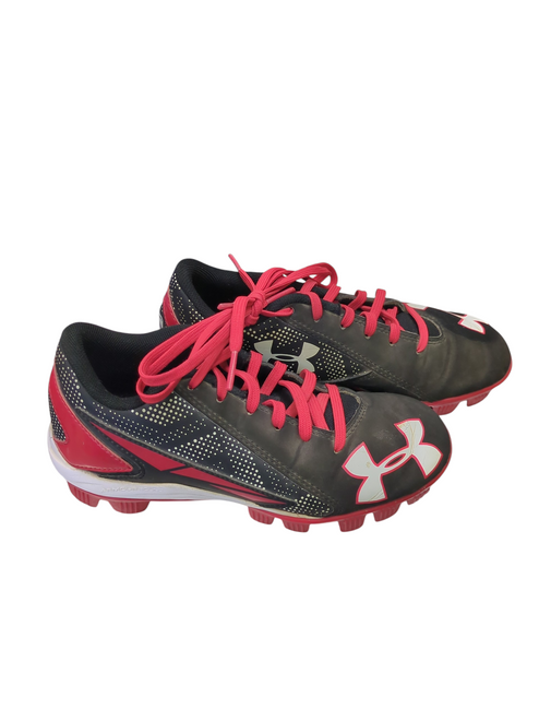 Vist Large View of Product Image Which is Used Under Armour BASEBALL BB/SB Cleats Black And Red Junior 01