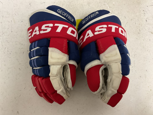 Vist Large View of Product Image Which is Used Easton PRO Senior Gloves Red And Navy Blue 13"