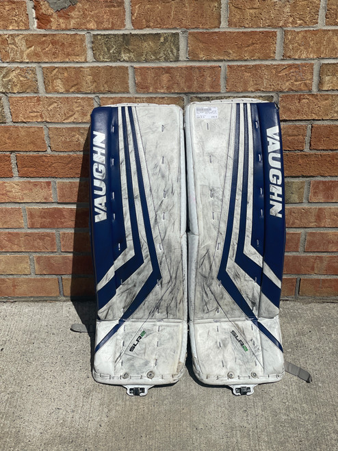 Vist Large View of Product Image Which is Used Vaughn VENTUS SLR2 JR Goalie Leg Pads Junior Royal Blue 28"