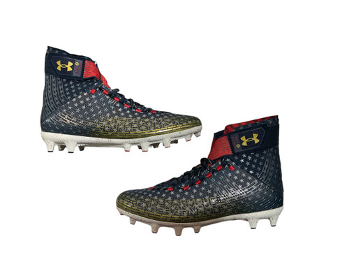 Vist Large View of Product Image Which is Used Under Armour Adult FB Cleats White/Red/Navy Senior 10.5