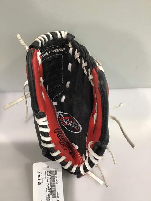Vist Large View of Product Image Which is Used Rawlings PLAYER SERIES BB/SB Glove RH Throw Black 9"