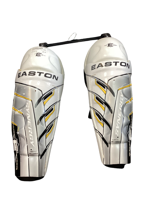 Vist Large View of Product Image Which is Used Easton SYNERGY Senior Shin Guards White 16"