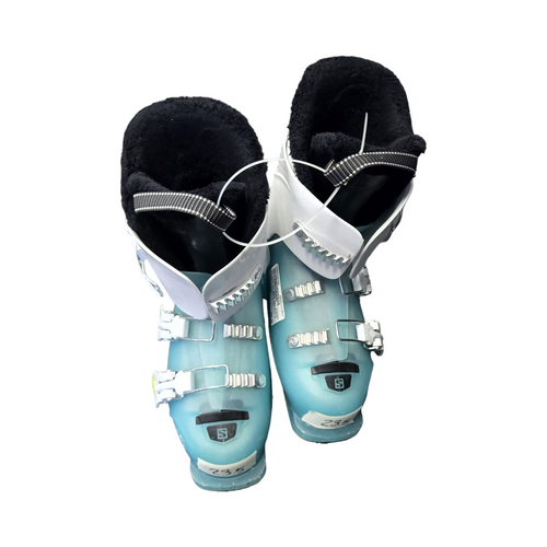 Vist Large View of Product Image Which is Used Salomon T3 WMNS SKI BOOTS SZ 23.5 Womens DH Ski Boot Turquoise 235 MP - J05.5 - W06.5