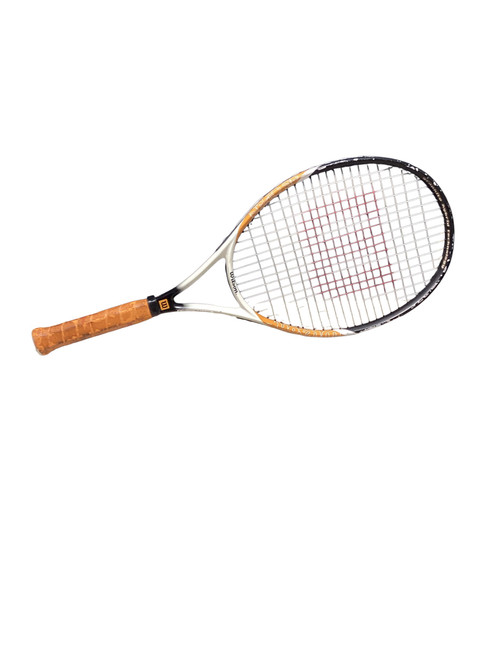 Vist Large View of Product Image Which is Used Wilson US OPEN Adult Tennis Racquet Black 4 1/2"