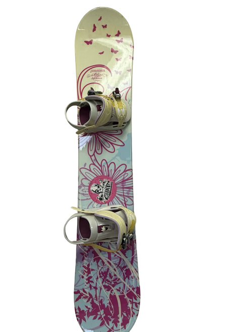 Vist Large View of Product Image Which is Used Avalanche BLISS Womens 145 cm Snowboard w/ Womens Morrow Wildflower Bindings
