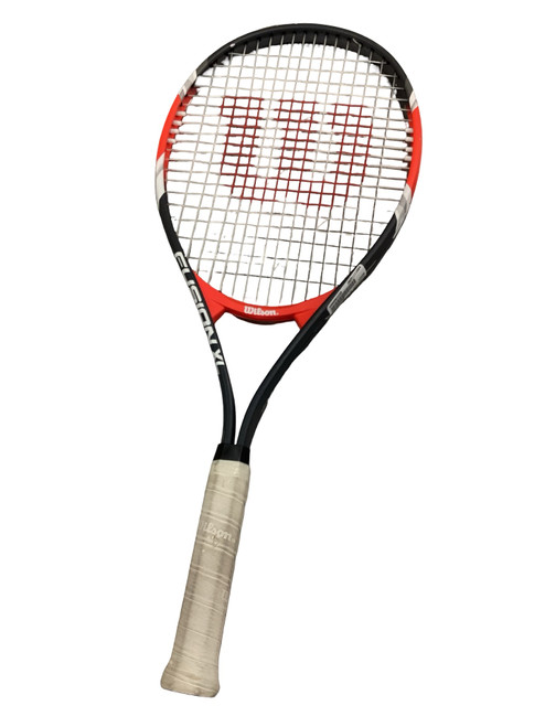Vist Large View of Product Image Which is Used Wilson FUSION XL Adult Tennis Racquet Red 4 3/8"