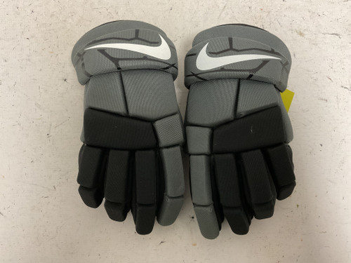 Vist Large View of Product Image Which is Used Nike VAPOR LT Lacrosse Gloves Junior Black And Grey LG