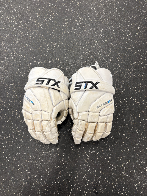 Vist Large View of Product Image Which is Used STX SURGEON 400 Lacrosse Gloves Mens White MD
