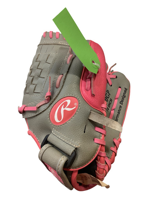 Vist Large View of Product Image Which is Used Rawlings STORM BB/SB Glove T-ball Grey And Pink 10"