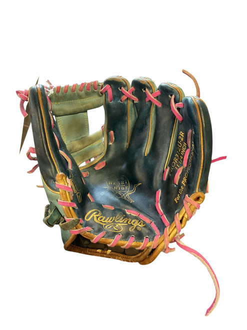 Vist Large View of Product Image Which is Used Rawlings HEART OF THE HIDE BB/SB Glove RH Throw Teal 11 1/4"