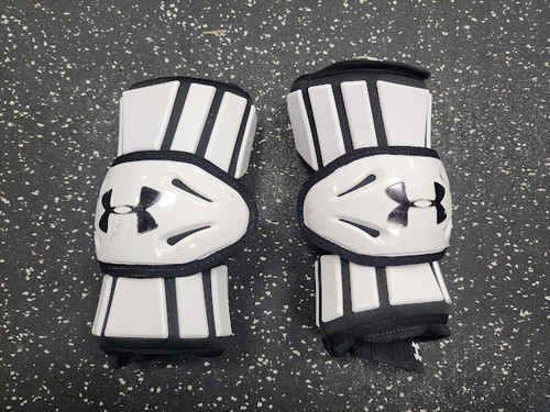 Vist Large View of Product Image Which is Used Under Armour REVENANT Lacrosse Arm Pads/Guards White LG