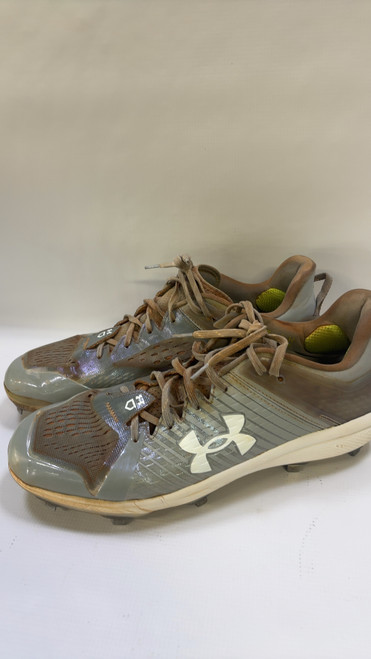 Vist Large View of Product Image Which is Used Under Armour CHARGED LOWS BB/SB Cleats Grey Senior 13